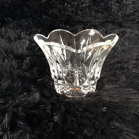 3 Lead Crystal 24% Votive Candle Holder Flower Petal Shaped Made in the USA - Picture 4 of 9